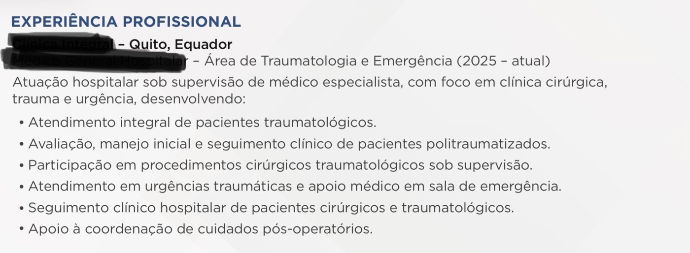 Sección de experiencia profesional del CV